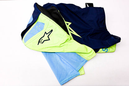 Alpinestars 3721022, 482-970538 Techstar Factory Pants Dark Blue Fluorescent Yellow Neon Blue Size 38 NOS
