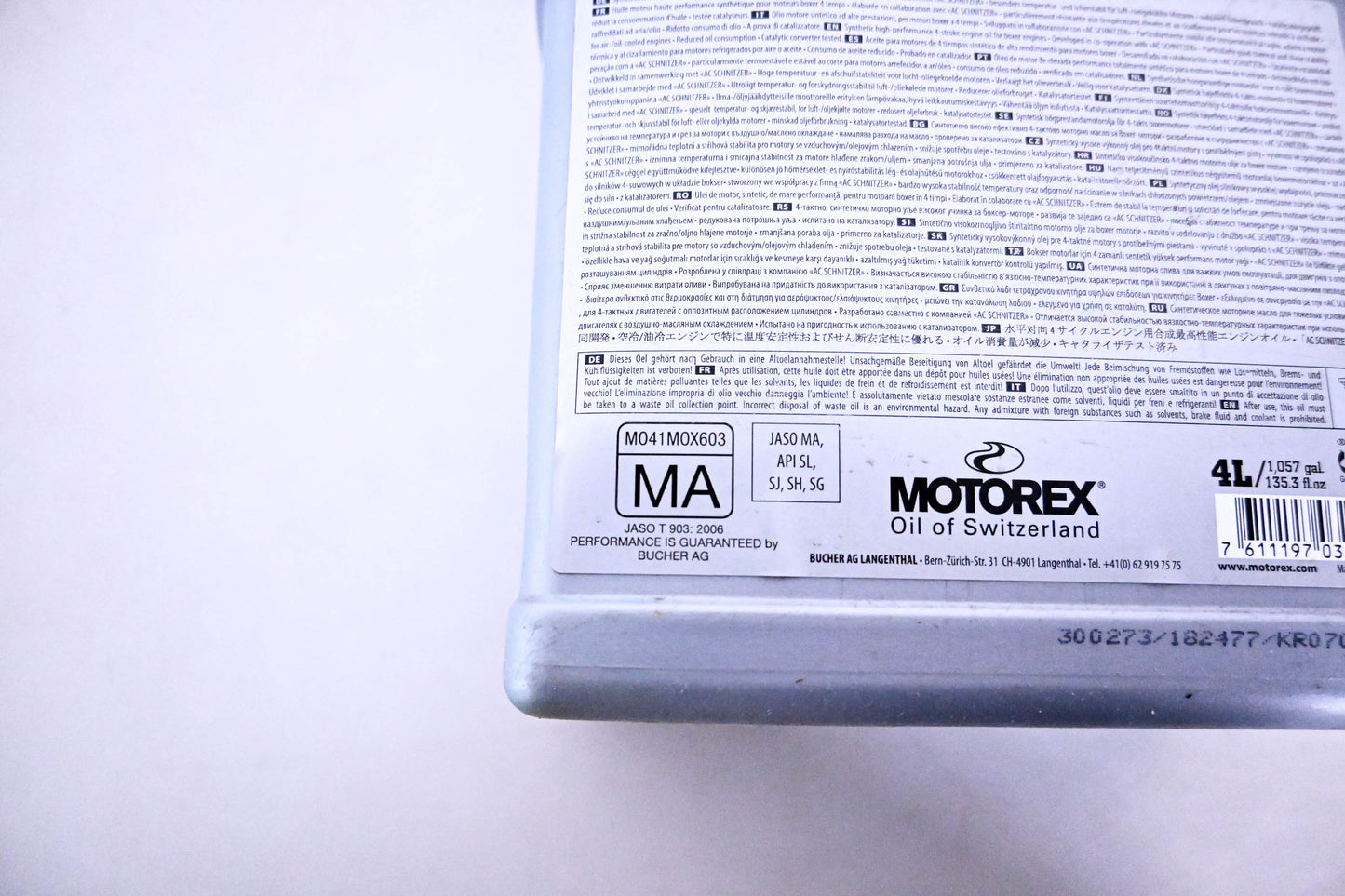 Motorex 102295, M041M0X603 Boxer Full Synthetic Motor Oil 15W-50 4l NOS