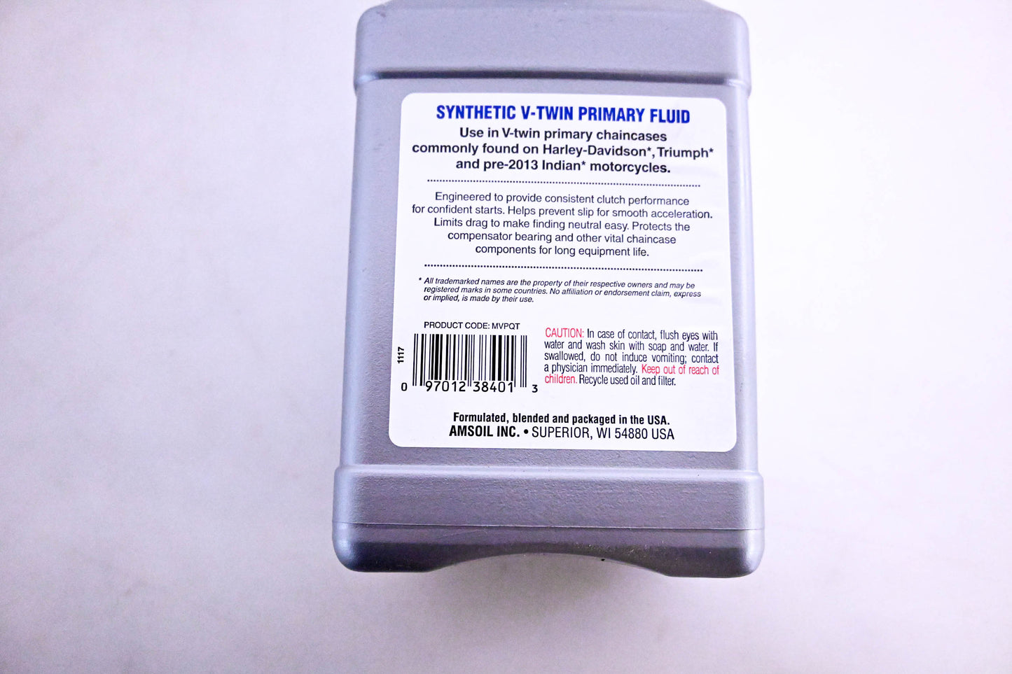 Amsoil MVPQT Synthetic V-Twin Primary Fluid 1 Quart NOS