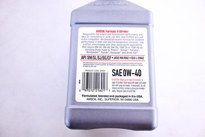 Amsoil AFFQT, 097012216017 Synthetic 4-Stroke Motor Oil 0W-40 1 Quart NOS