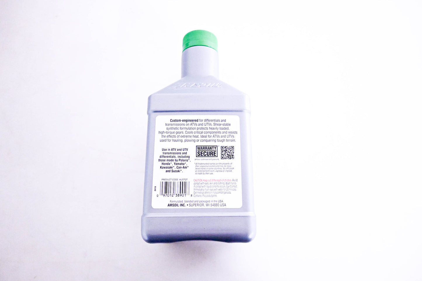 Amsoil AUDTQT, 097012389018 Synthetic ATV-UTV Transmission & Differential Fluid 1 Quart NOS
