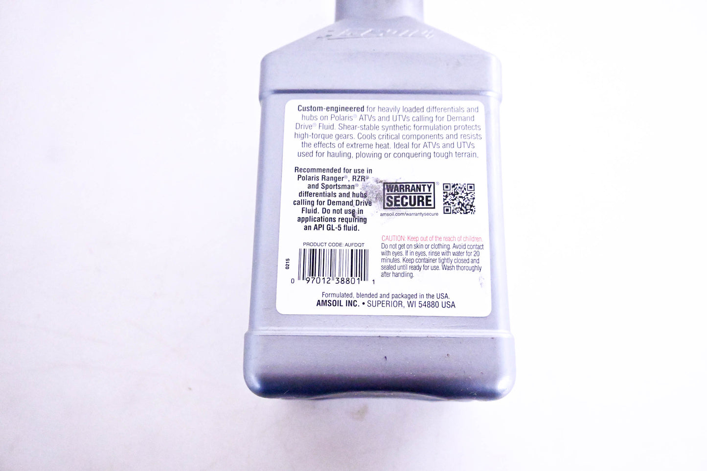 Amsoil AUFDQT, 097012388011 Synthetic ATV-UTV Front Drive Fluid 1 Quart NOS