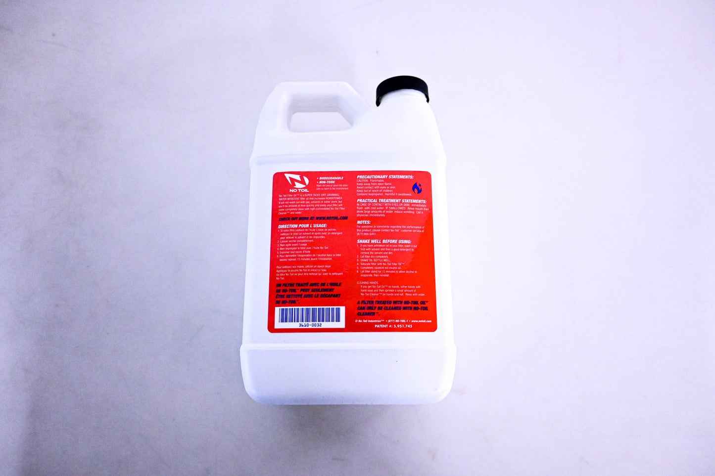 No Toil 3610-0032 Biodegradable Filter Oil 64oz NOS