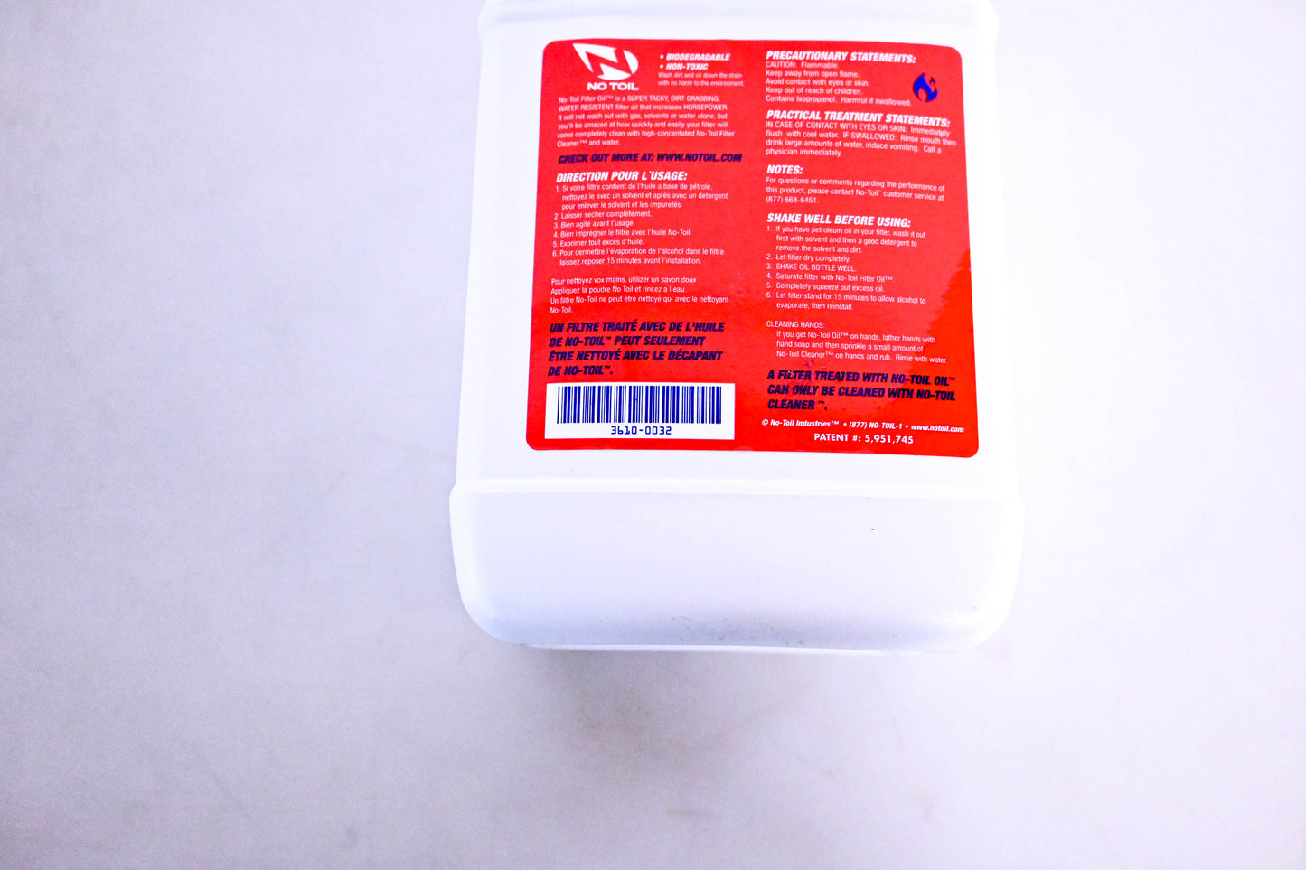 No Toil 3610-0032 Biodegradable Filter Oil 64oz NOS