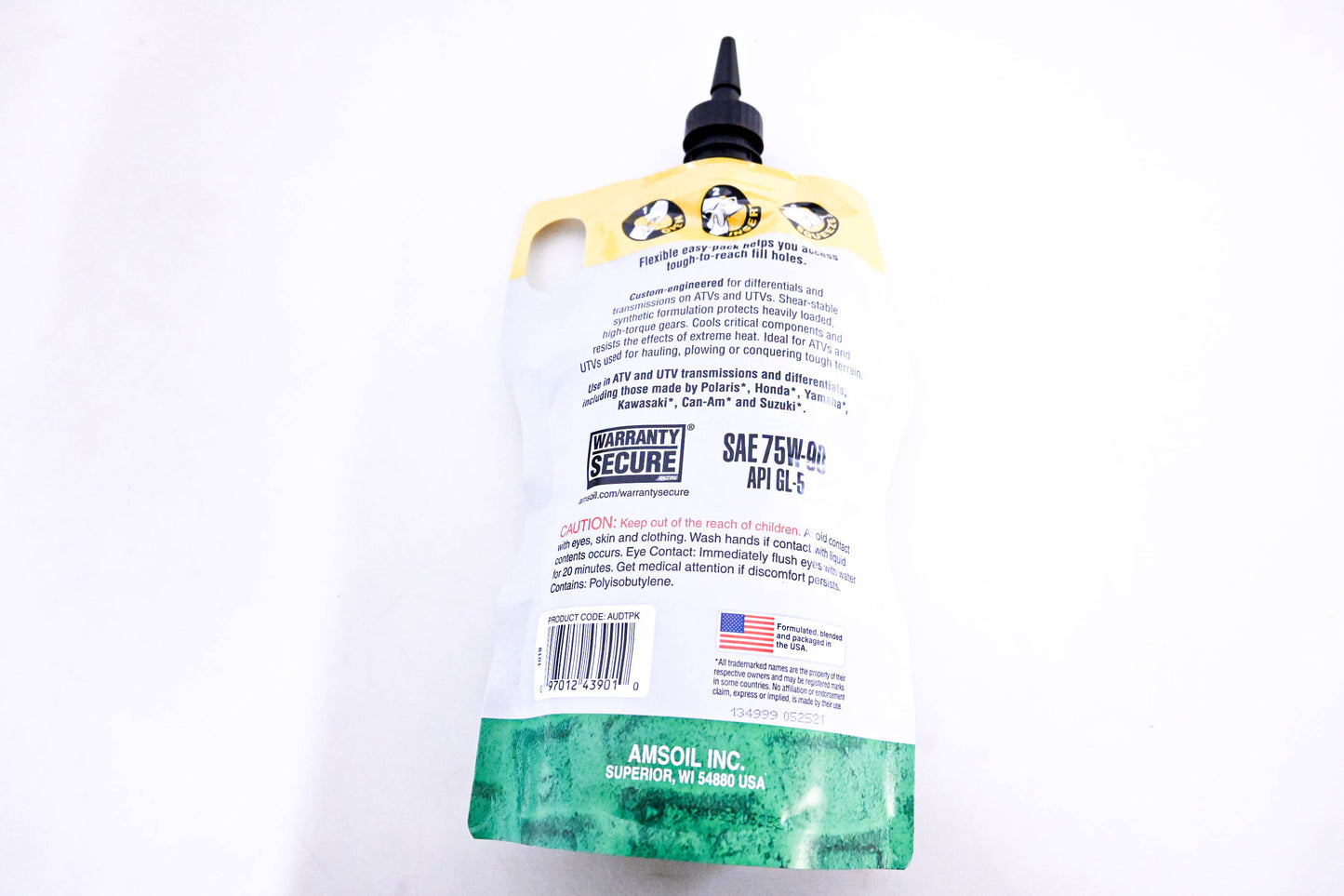 Amsoil AUDTPK, 097012439010 100% Synthetic ATV-UTV Transmission & Differential Fluid 1 Quart NOS