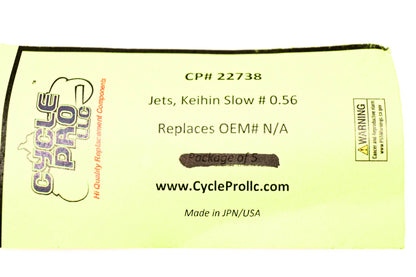 Cycle Pro 22738, DS-289313 Keihin Slow Jet #.56 NOS