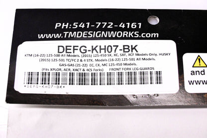 TM DesignWorks DEFG-KH07-BK Lower Fork Lug Protection Kit NOS
