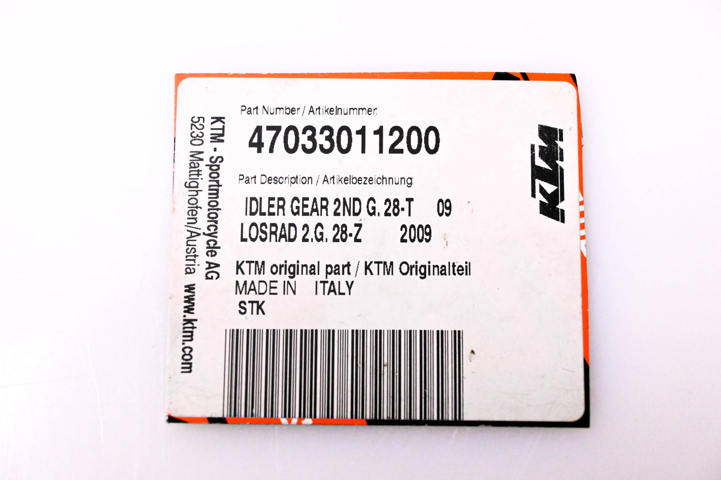 New OEM KTM 47033011200 2nd Idler Gear NOS