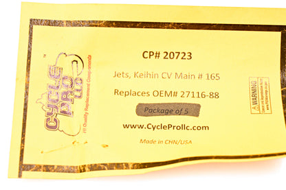 Cycle Pro 20723, DS-289322, 27116-88 Keihin Main Jet #165 NOS