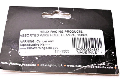 Helix Racing Clamps 111-1505 Assorted Wire Hose Clamps Qty 150 NOS