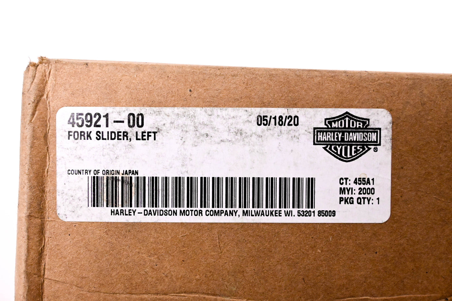 New OEM Harley-Davidson 45921-00, G590-L Left Fork Slider NOS