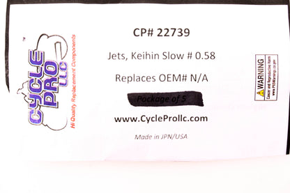 Cycle Pro 22739, DS-289314 Keihin Slow Jet # 0.58 NOS