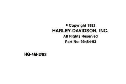OEM Harley-Davidson 99484-93 Official Factory Service Manual XLH Models 1993