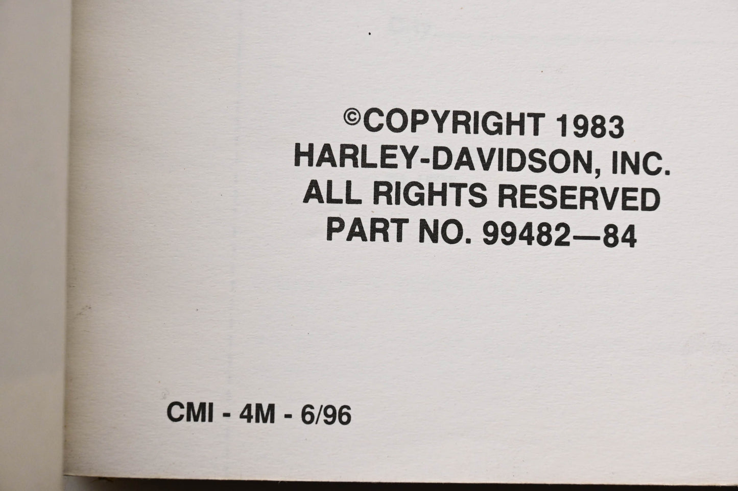 OEM Harley-Davidson 99482-84, CMI-4M-6/96 Service Manual FL/FX Models 1200/1340cc 4-Speed 1978-1/2 to 1984