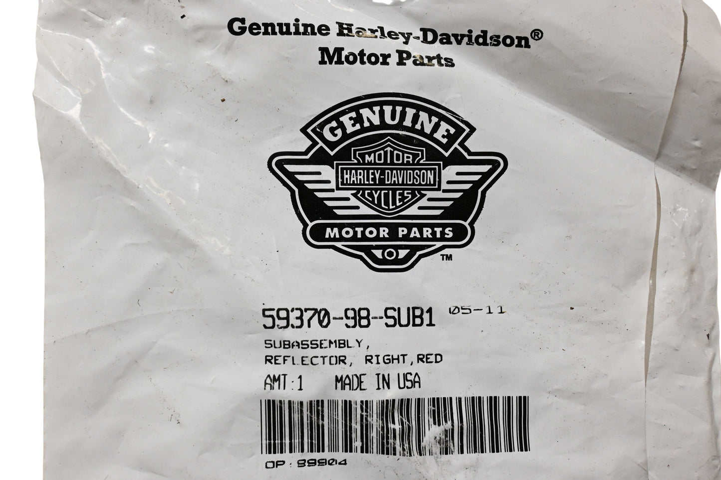 New OEM Harley-Davidson 59370-98 Red Right Reflector NOS
