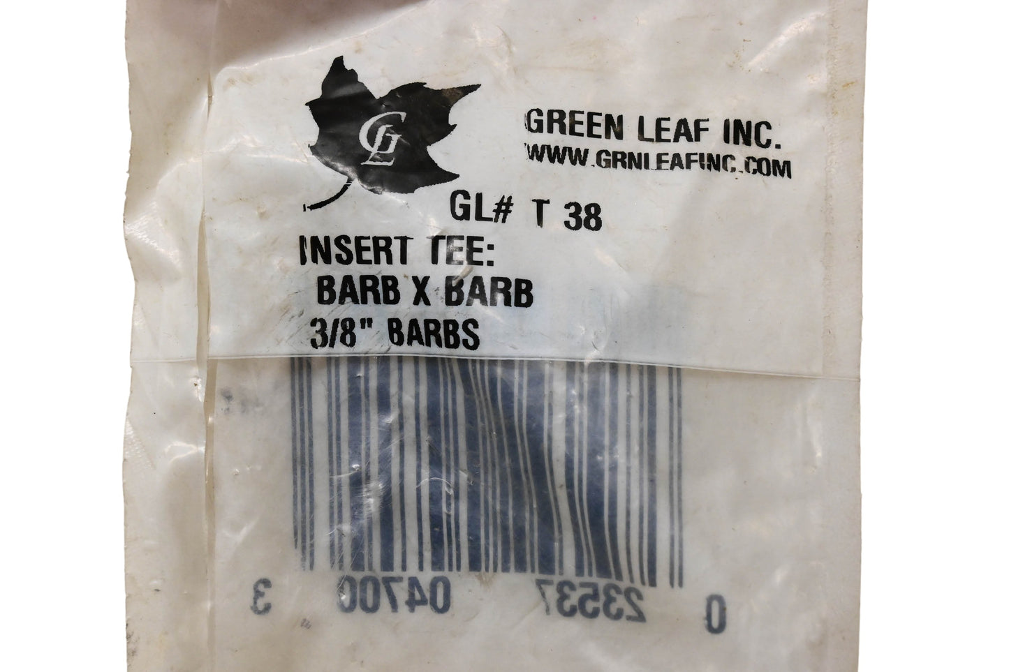 Green Leaf T 38 Polypropylene Hose Adapter Tee 3/8" NOS