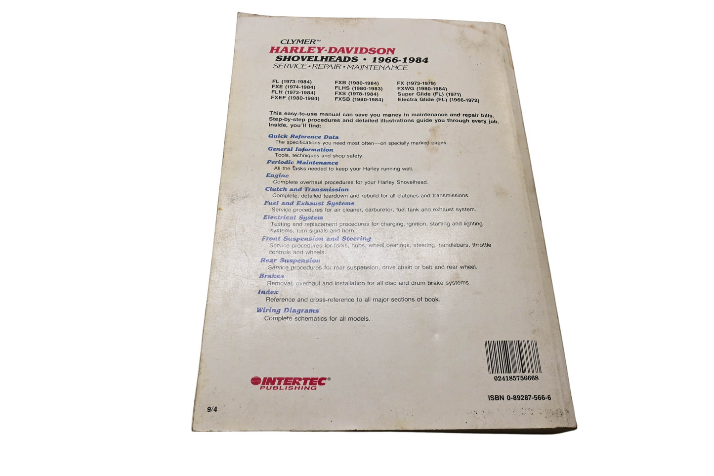 Clymer 0-89287-566-6, M420 1966-1984 Harley-Davidson Shovelheads Manual