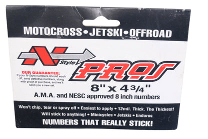 N Style Pros 54-2003, 542003 8'' x 4 3/4'' Black Number 3 Decal Kit NOS