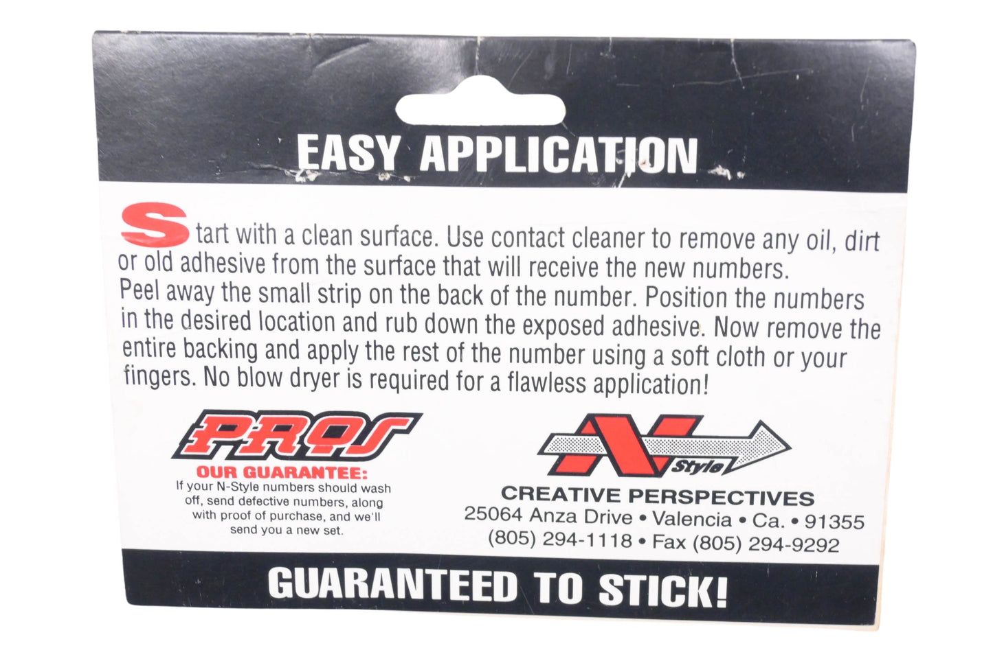N Style Pros 54-2003, 542003 8'' x 4 3/4'' Black Number 3 Decal Kit NOS