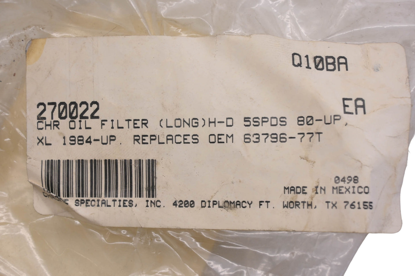 Chrome Speciaties 270022, 63796-77T Long Chrome Oil Filter NOS