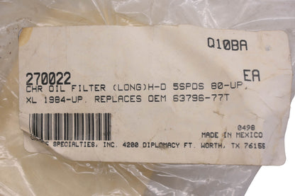 Chrome Speciaties 270022, 63796-77T Long Chrome Oil Filter NOS