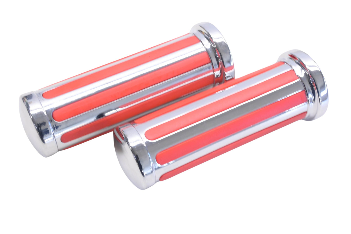 Aftermarket 78-065, 78065 Chrome & Red Ribbed Grip Kit NOS