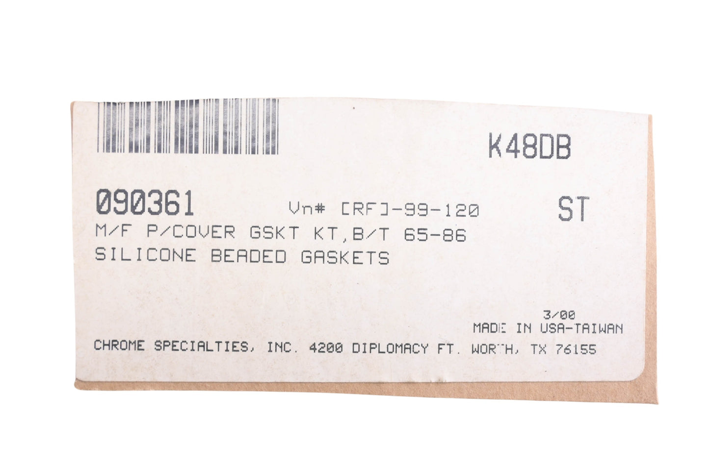 Motor Factory K48DB, 090361, [RF]-99-120 Valve Cover Gasket Kit NOS