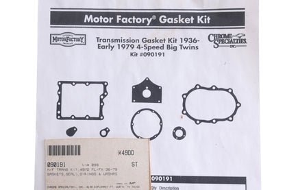 Motor Factory K49DD, 090191 Transmission Gasket Seal Kit NOS