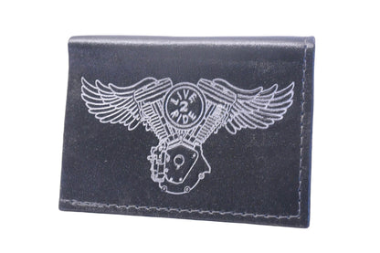 Mustang IM007-12 Engine "Live 2 Ride" Leather Wallet NOS