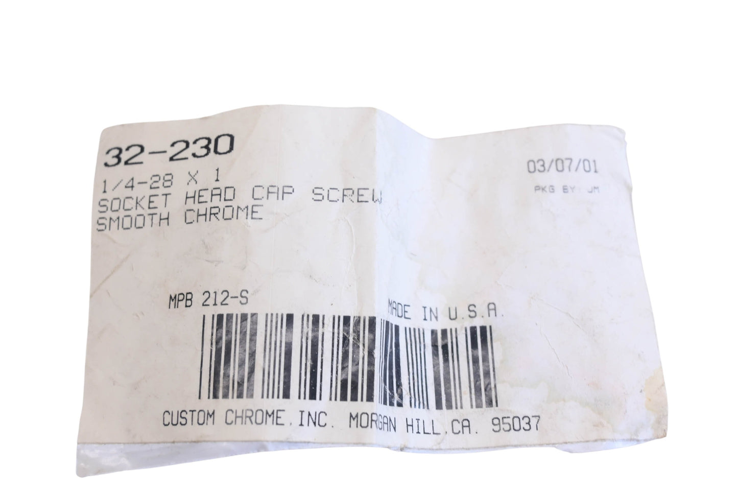Aftermarket 32-230, MPB 212-S 1/4'' Socket Head Cap Screws Qty 2 NOS