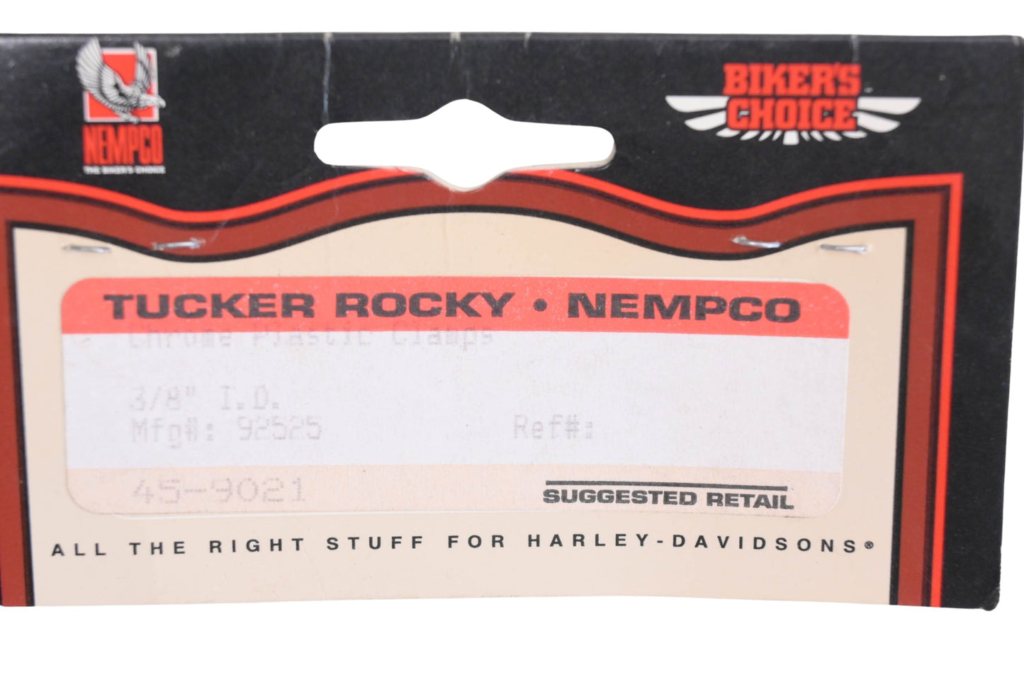 Biker's Choice 92525, 45-9021 3/8'' Plastic Chrome Clamps Qty 2 NOS