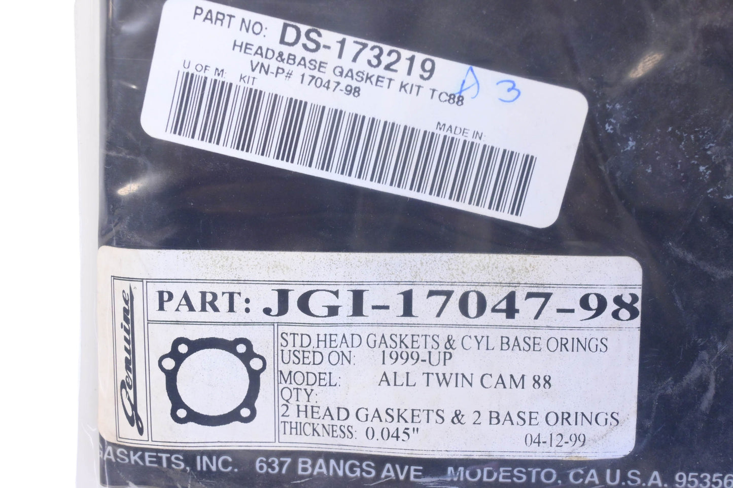 James Gaskets JGI-17047-98, DS-1732219 0.045'' Thick Cylinder Head Base Gasket Kit NOS