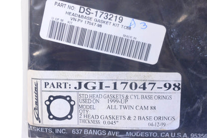 James Gaskets JGI-17047-98, DS-1732219 0.045'' Thick Cylinder Head Base Gasket Kit NOS