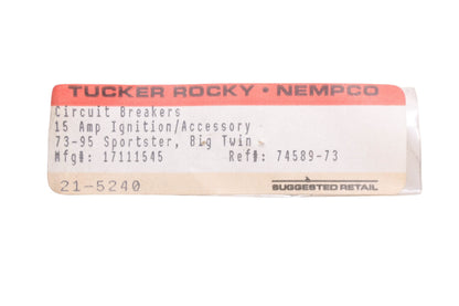 Tucker Rocky 17111545, 74589-73, 21-5240 12V 15A Circuit Breaker NOS