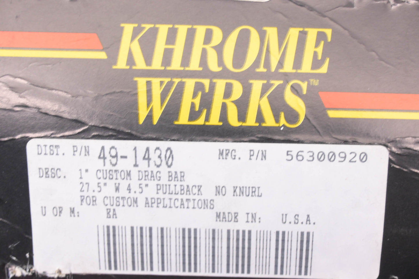 Khrome Werks 49-1430, 5600920, 300920 Custom Drag Bar NOS