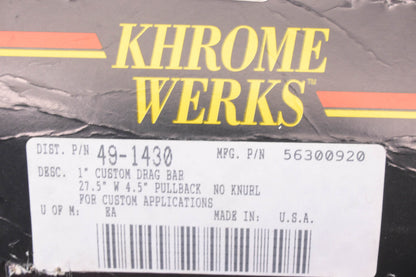 Khrome Werks 49-1430, 5600920, 300920 Custom Drag Bar NOS