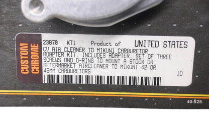 Custom Chrome 23870 Air Cleaner To Carburetor Adapter Kit NOS