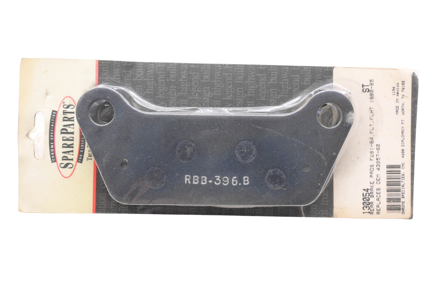 Chrome Specialties RBB-396-B, 130054, 43957-80 Rear Brake Pads NOS