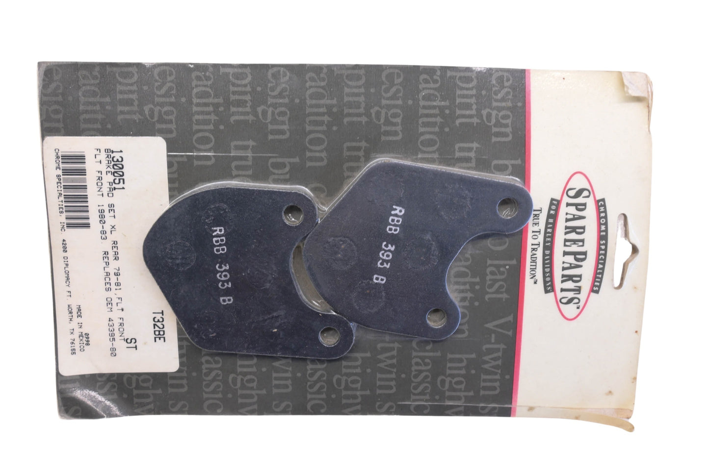 Chrome Specialties 130051, 43395-80 Brake Pads NOS