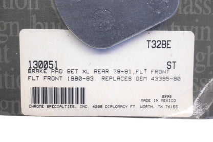 Chrome Specialties 130051, 43395-80 Brake Pads NOS