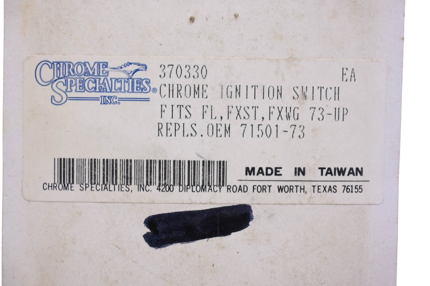 Chrome Specialties 370330, 71501-73 Chrome Ignition Switch NOS