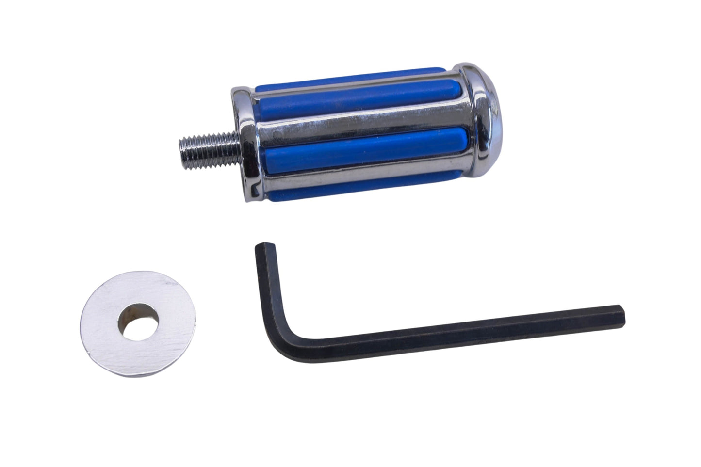 Custom Chrome 78-154 Chrome & Blue Ribbed Shifter Peg Kit NOS