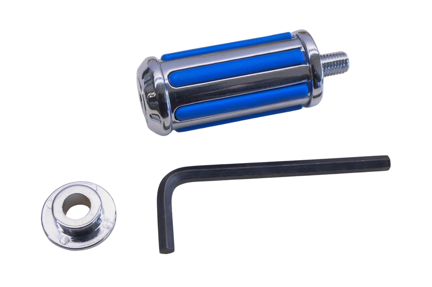 Custom Chrome 78-154 Chrome & Blue Ribbed Shifter Peg Kit NOS