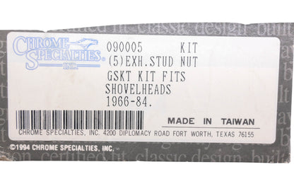 Chrome Specialties 090005 Exhaust Stud Nut Gasket Kit NOS