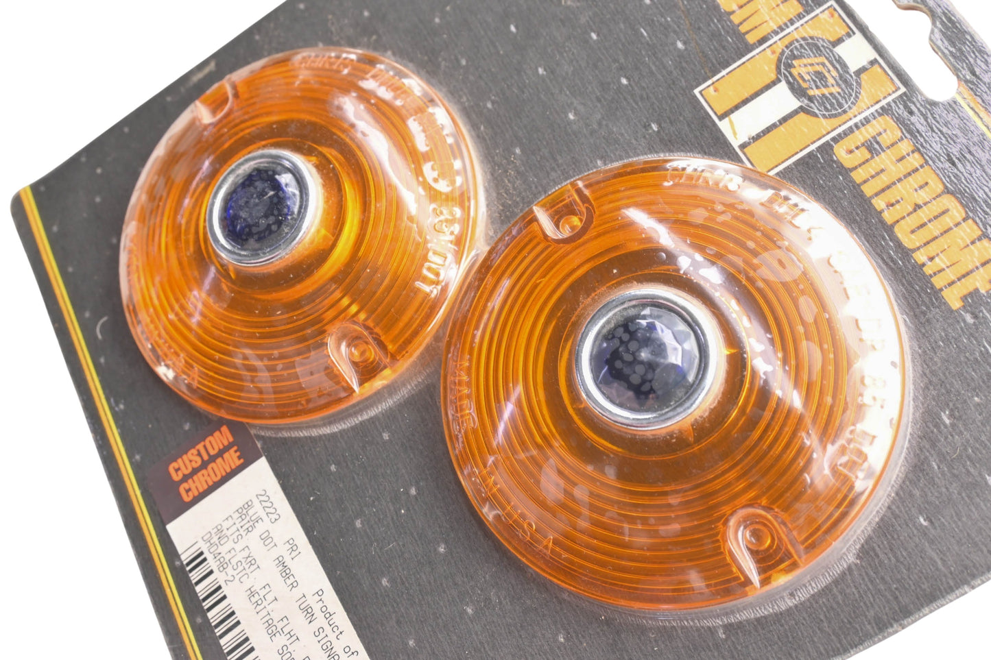 Custom Chrome 22223 Blue Dot Amber Turn Signal Lens NOS