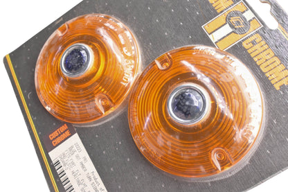Custom Chrome 22223 Blue Dot Amber Turn Signal Lens NOS