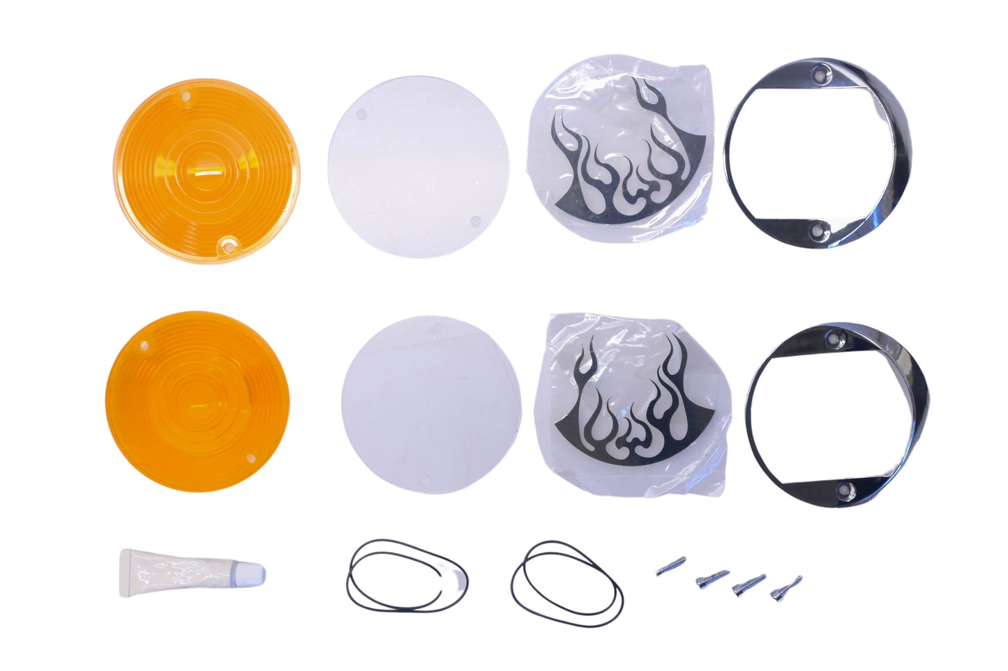 Custom Chrome 27-644 Turn Signal Trim & Amber Lens Kit NOS
