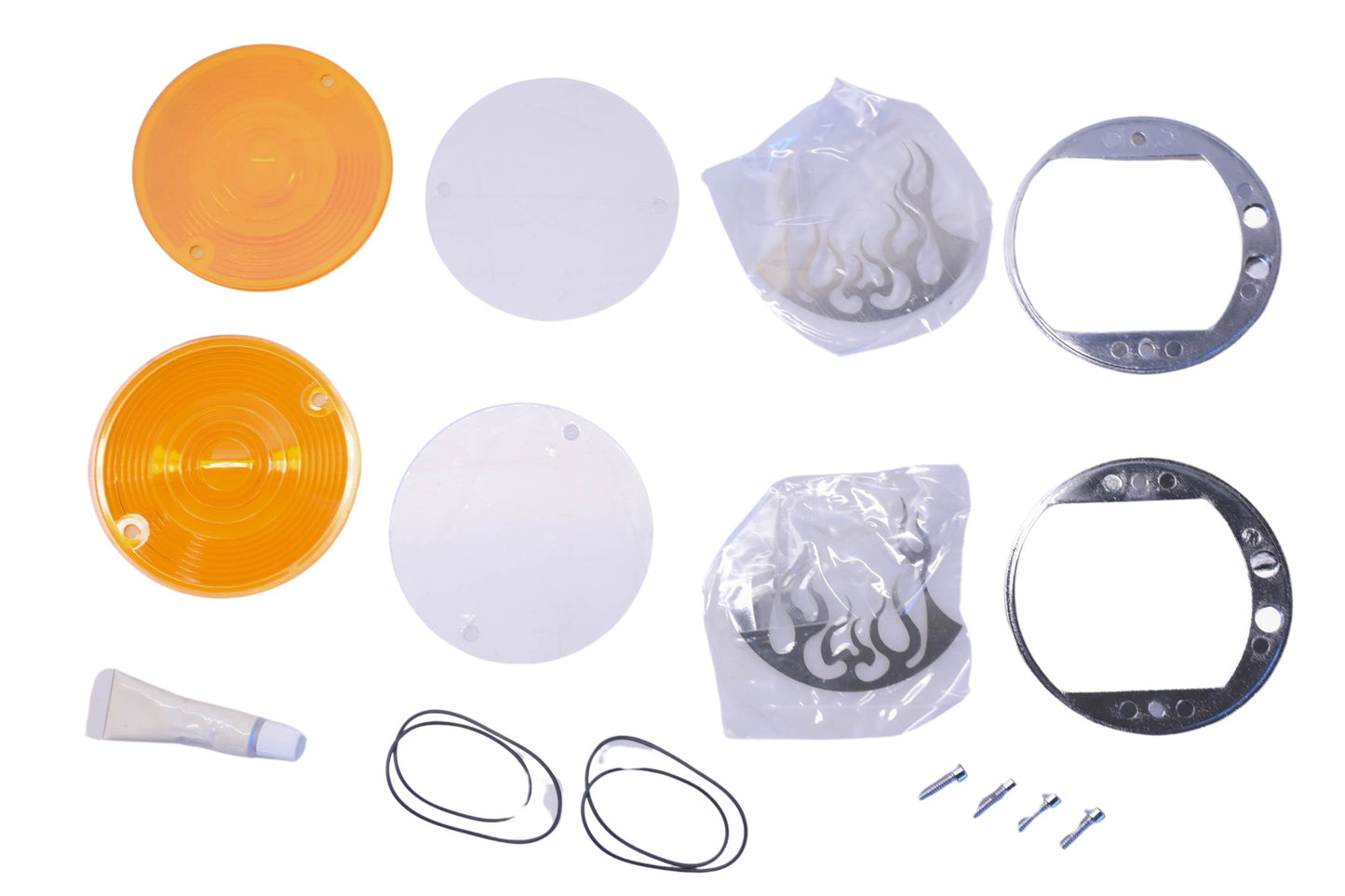 Custom Chrome 27-644 Turn Signal Trim & Amber Lens Kit NOS