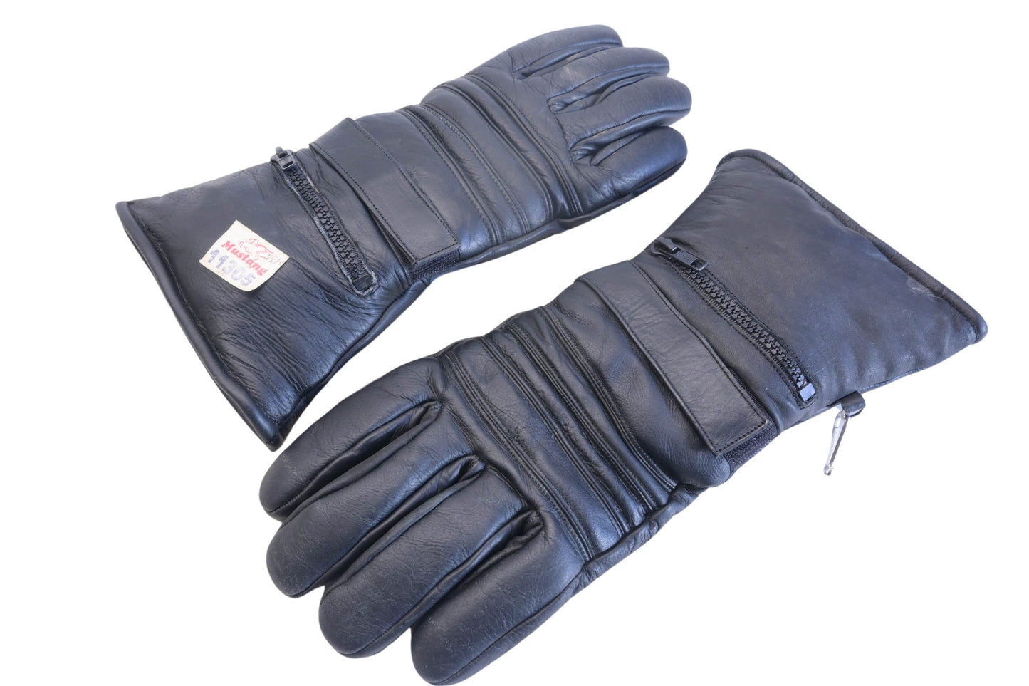 Mustang 11305 Black Leather Medium Riding Gloves NOS
