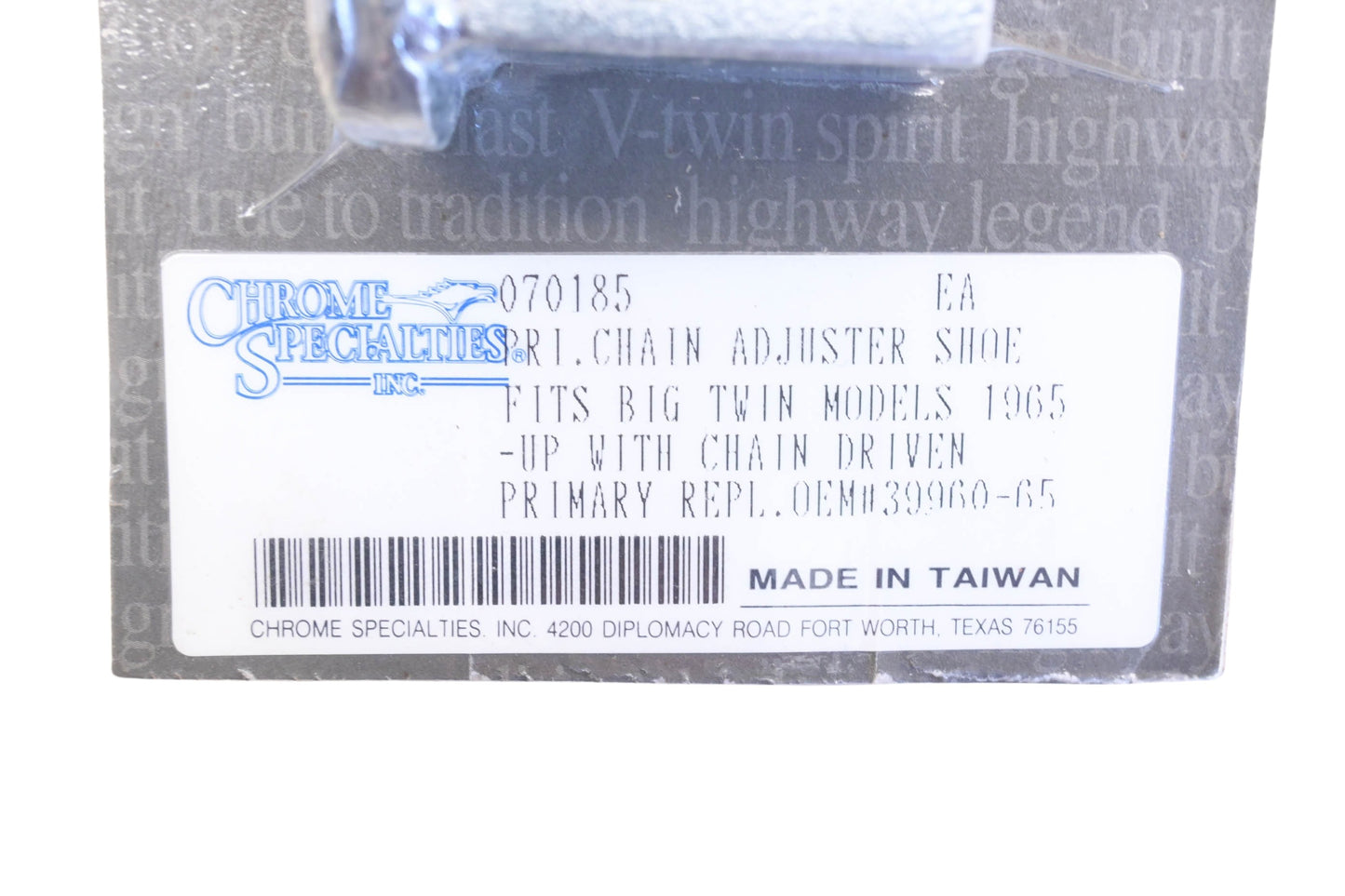 Chrome Specialties 070185, 39960-65 Chain Adjuster Shoe NOS
